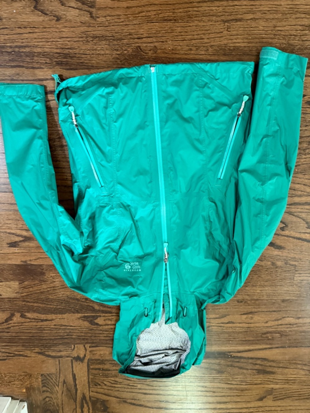 Mountain Hardwear Teal Lightweight Hooded Rain Jacket - Picture 2 of 8